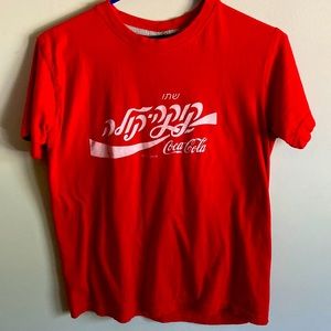 Vintage Coca-Cola Logo T-Shirt Israel Hebrew 1970s/80s Small unisex